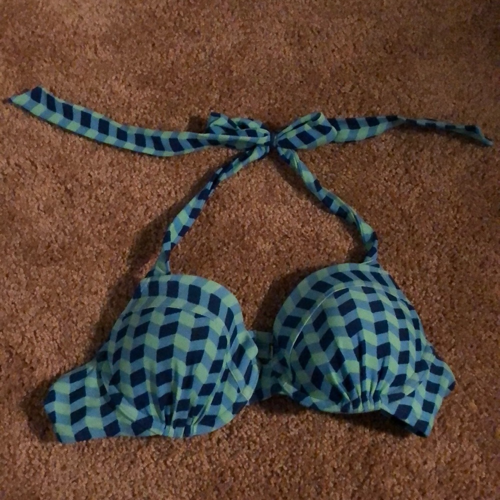 Blue Checkered Bikini Top